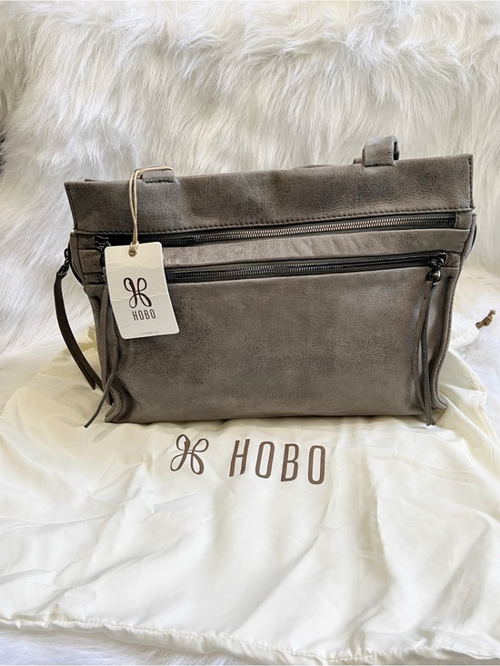 HOBO Handbags - HOBO Seeker Borne NWT Top Zip Leather Tassel Shoulder Bag in Titanium Grey